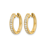 10k Yellow Gold Hoop Earrings with Cubic Zirconia Pavé, Small Huggie Style for Women