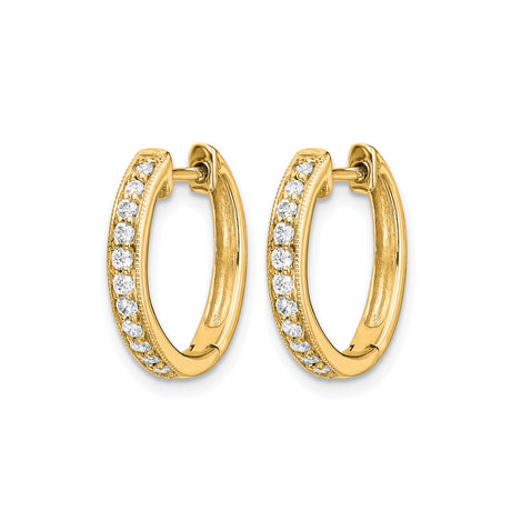10k Yellow Gold Hoop Earrings with Cubic Zirconia Pavé, Small Huggie Style for Women