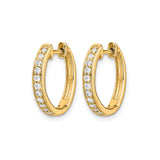 14k Yellow Gold Hoop Earrings with Cubic Zirconia in Channel Setting, Hinged Clasp, Minimalist Style