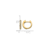 14k Yellow Gold Hoop Earrings with Cubic Zirconia in Channel Setting, Hinged Clasp, Minimalist Style