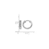 10k White Gold Hoop Earrings with Double Row Clear Stones, Small Huggie Style