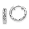 10k White Gold Hoop Earrings with Double Row Clear Stones, Small Huggie Style