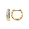 10k Yellow Gold Hoop Earrings with Pavé Set White Stones, Modern Huggie Style for Women