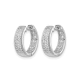 14k White Gold Diamond Hoop Earrings with Micro-Pavé Design and Hinged Clasp