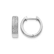 14k White Gold Diamond Hoop Earrings with Micro-Pavé Design and Hinged Clasp