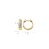 14k Yellow Gold Huggie Hoop Earrings with Pave Diamonds, Small Hinged Hoops for Women
