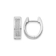 14k White Gold Diamond Huggie Hoop Earrings, Multirow Pave Hinged Hoops for Women