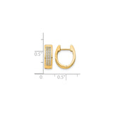 14k Yellow Gold Huggie Hoop Earrings with Round-Cut Cubic Zirconia, Small Oval Channel Set Hoops