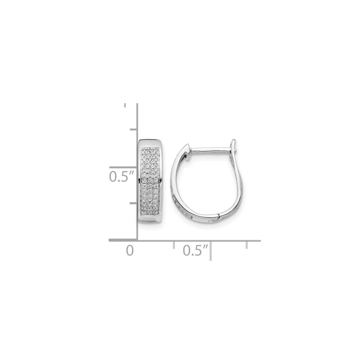 14k White Gold Hoop Earrings with Diamond Accents, Huggie Style, Polished Finish, Contemporary Design