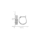 14k White Gold Hoop Earrings with Diamond Accents, Huggie Style, Polished Finish, Contemporary Design