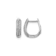 10k White Gold Diamond Huggie Hoop Earrings with Pavé Setting, Round Cut, Elegant Design