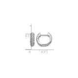 10k White Gold Diamond Huggie Hoop Earrings, Pavé-Set Accents, Modern Bridal Style