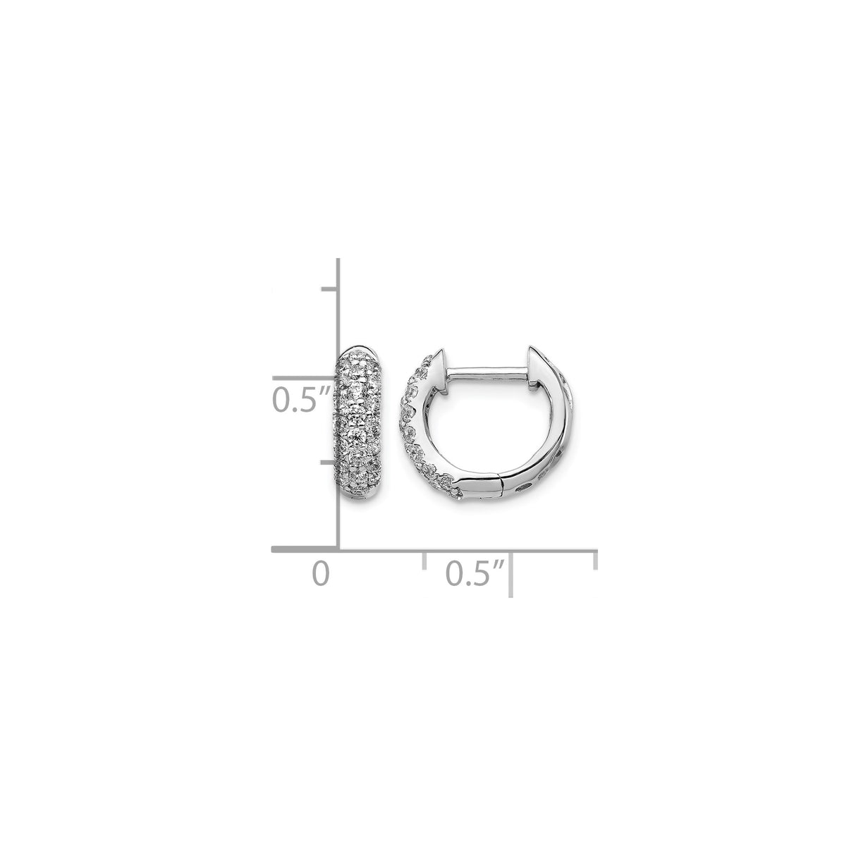 14k White Gold Diamond Huggie Hoop Earrings with Pavé Setting for Women
