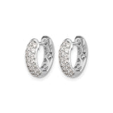 10k White Gold Huggie Hoop Earrings with Diamond Pavé Setting, Minimalist Style for Women