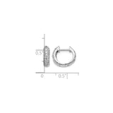 14k White Gold Diamond Huggie Hoop Earrings, Pavé Setting, Round Cut, Small for Women
