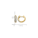 14k Yellow Gold Diamond Huggie Hoop Earrings, Three Row Pavé, Small Lightweight Click-Top Design