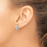 14k White Gold Hoop Earrings with Pavé Diamond and Heart Cutout Design