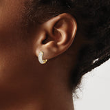 10k Yellow Gold Diamond Huggie Hoop Earrings, Pavé Set Classic Style for Women