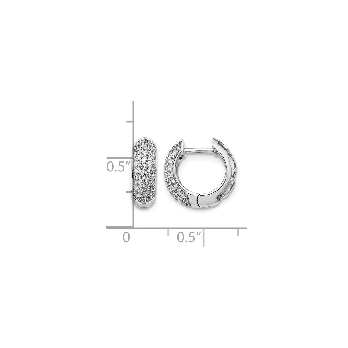 14k White Gold Hoop Earrings with Multiple Rows of Pave Diamonds, Elegant Evening Jewelry