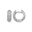 14k White Gold Hoop Earrings with Multiple Rows of Pave Diamonds, Elegant Evening Jewelry