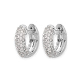 14k White Gold Diamond Hoop Earrings, Round Cut Multi Row Pave Huggies for Women