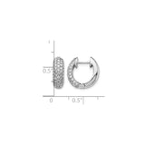 14k White Gold Diamond Hoop Earrings, Round Cut Multi Row Pave Huggies for Women
