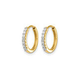 10k Yellow Gold Hoop Earrings with Round Cut White Diamonds, Channel Set, Hinged Closure