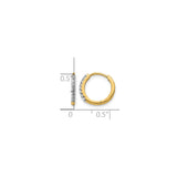10k Yellow Gold Hoop Earrings with Round Cut White Diamonds, Channel Set, Hinged Closure