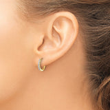 14k Yellow Gold Diamond Hoop Earrings, Round Cut Channel Set Hinged Hoops for Women