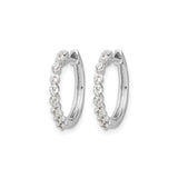 10k White Gold Hoop Earrings with Diamond Cut Design and Cubic Zirconia