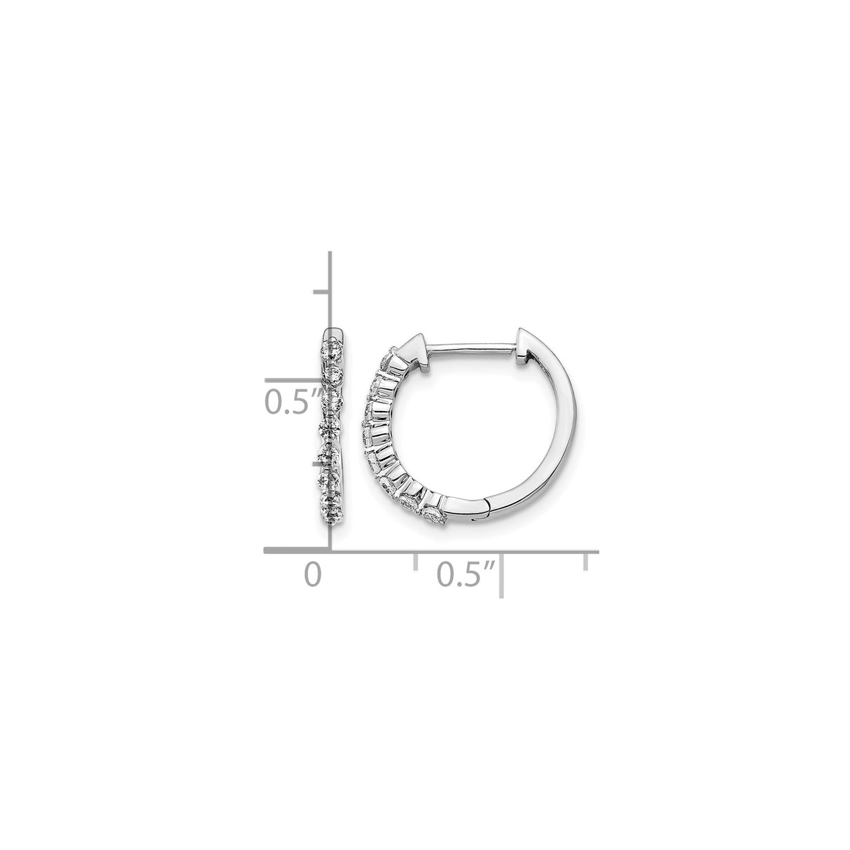 10k White Gold Hoop Earrings with Diamond Cut Design and Cubic Zirconia
