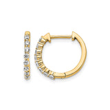 10k Yellow Gold Hoop Earrings with Round Cut Cubic Zirconia in Channel Setting