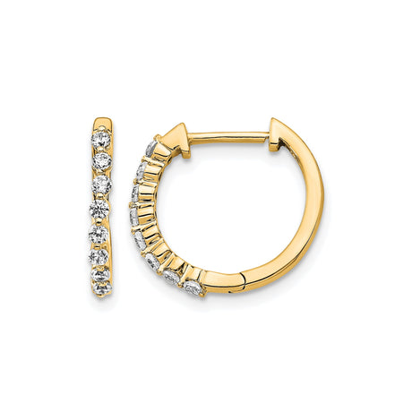 10k Yellow Gold Hoop Earrings with Round Cut Cubic Zirconia in Channel Setting