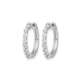 14k White Gold Diamond Hoop Earrings with Baguette and Round Stones, Hinged Classic Style