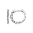 14k White Gold Diamond Hoop Earrings with Baguette and Round Stones, Hinged Classic Style