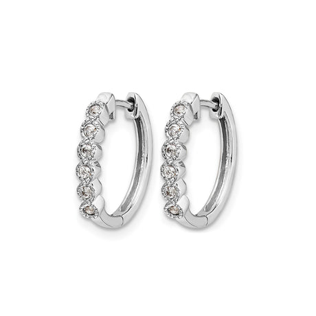 14k White Gold Hoop Earrings with Cubic Zirconia, Small Dainty Huggie Style for Women