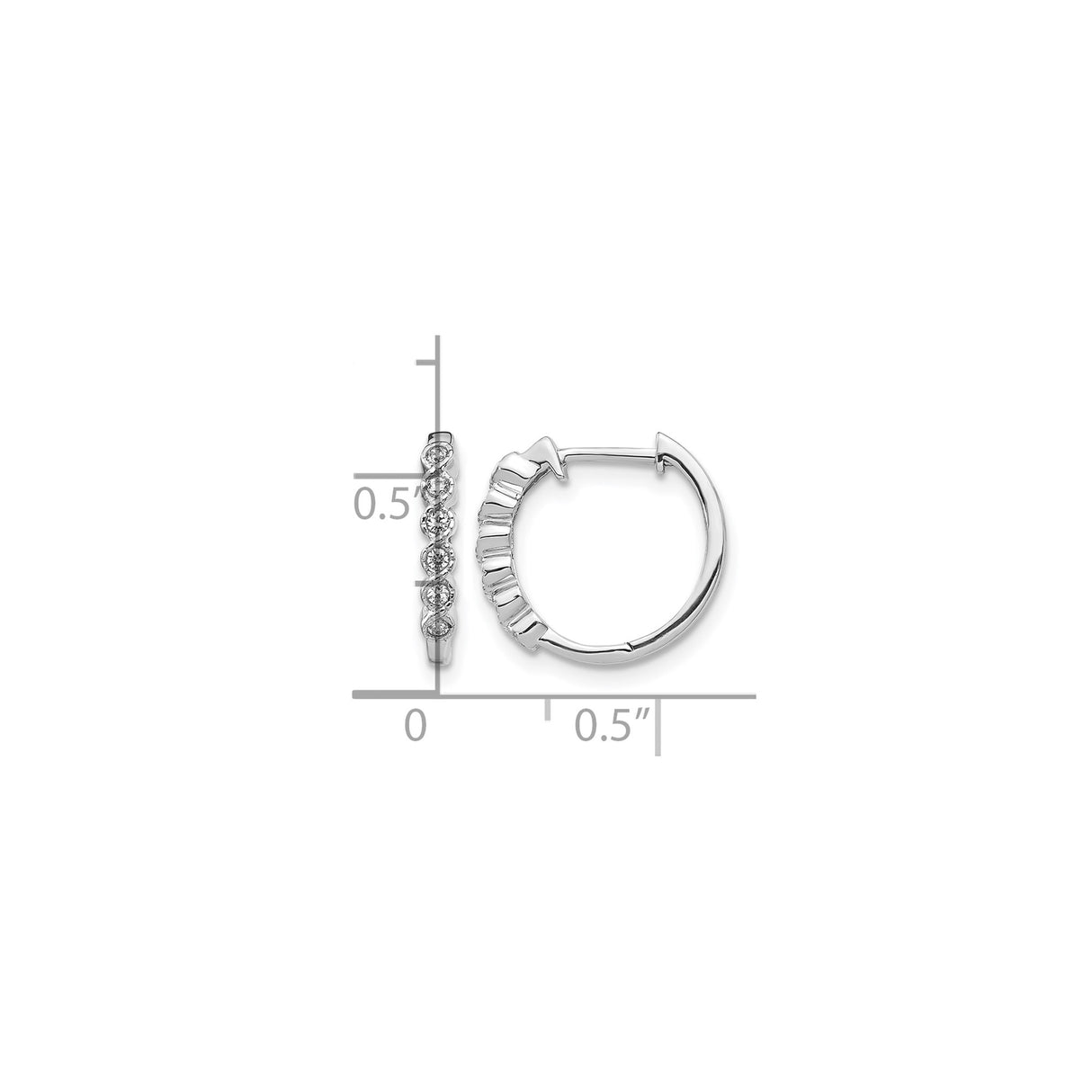 14k White Gold Hoop Earrings with Cubic Zirconia, Small Dainty Huggie Style for Women