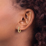 14k Yellow Gold Hoop Earrings with Diamond Accents, Textured Twist Design
