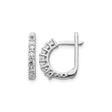14k White Gold Huggie Hoop Earrings with Round Diamond Prong Setting for Women