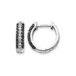10k White Gold Hoop Earrings with Black and White Diamonds, Pavé Setting, Modern Contrast Design