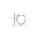 14k White Gold Hoop Earrings with Round Cut Diamonds in Shared Prong Setting