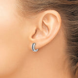 14k White Gold Hoop Earrings with Black and White Diamonds, Modern Contrast Design