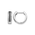 14k White Gold Hoop Earrings with Black and White Diamonds, Modern Contrast Design