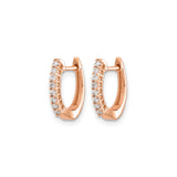 14k Rose Gold Hoop Earrings with Diamond and Cubic Zirconia, Channel Set Classic Style