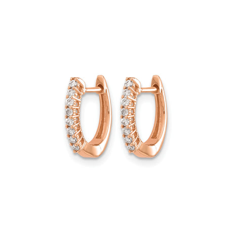 14k Rose Gold Hoop Earrings with Diamond and Cubic Zirconia, Channel Set Classic Style