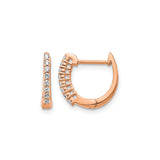 14k Rose Gold Hoop Earrings with Diamond and Cubic Zirconia, Channel Set Classic Style