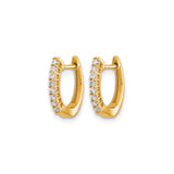 14k Yellow Gold Huggie Hoop Earrings with Round Cut Diamond in Channel Setting