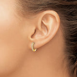 14k Yellow Gold Huggie Hoop Earrings with Round Cut Diamond in Channel Setting