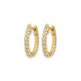 14k Yellow Gold Hoop Earrings with Round Cut Diamonds, Classic Front-Facing Design for Women