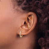 14k Yellow Gold Hoop Earrings with Round Cut Diamonds, Classic Front-Facing Design for Women